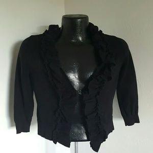 Tabitha black short cardigan ruffle 3/4 sleeve women size S